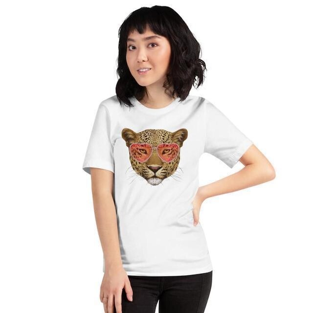 Camiseta Blusa Feminina Onça Love Glasses Animal Print