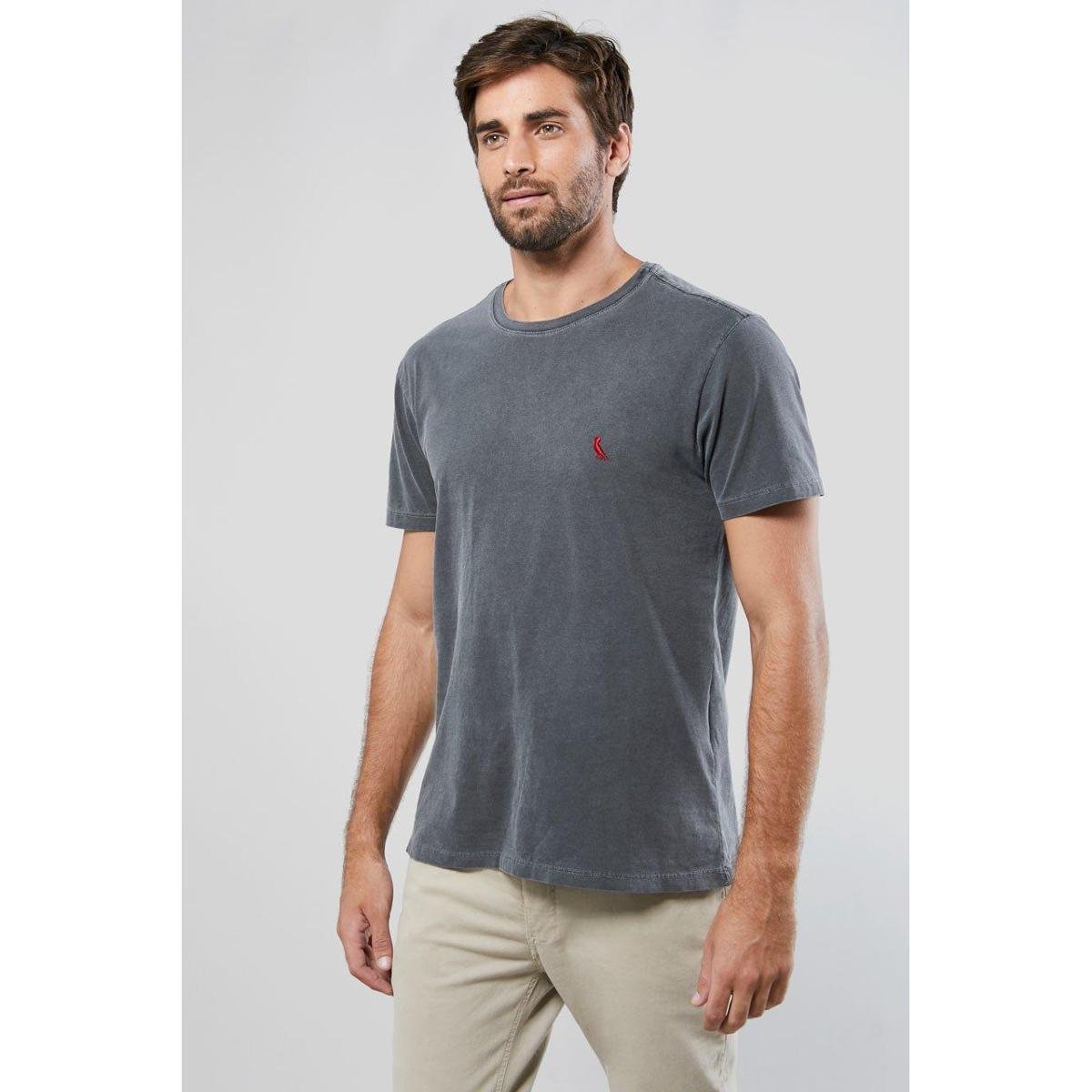 Camiseta Brasa Pica-Pau Bordado Reserva Masculina - Grafite Menor preço em Camiseta Brasa Pica-Pau Bordado Reserva Masculina - Grafite