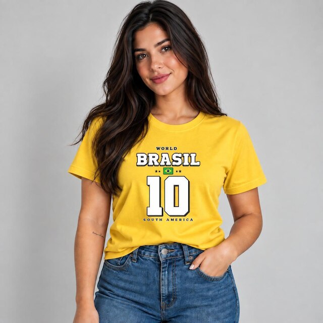 Camiseta Brasil 10 Feminina Estampa Moderna