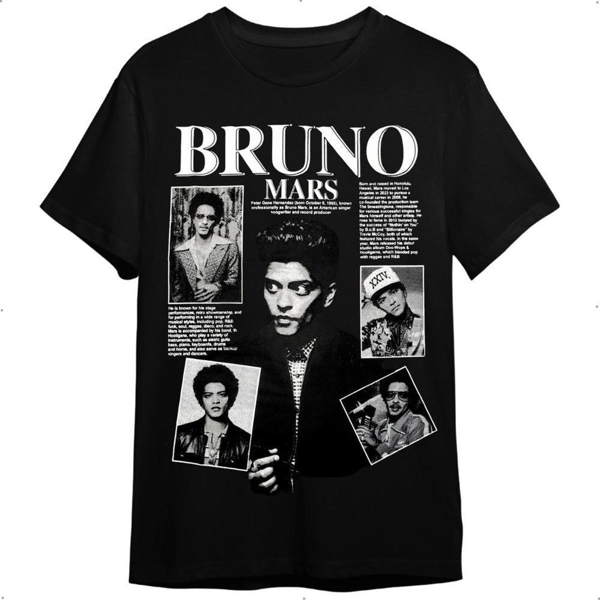 Camiseta Bruno Mars Preta Unissex Adulto | Zattini