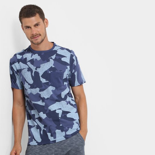 Camiseta Burn Camuflada Sneakers Masculina - Marinho