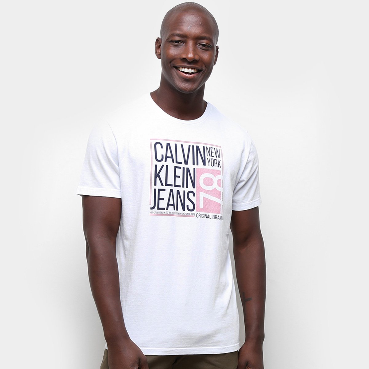 Camiseta Calvin Klein CKJ 78 Masculina - Branco Menor preço em Camiseta Calvin Klein CKJ 78 Masculina - Branco
