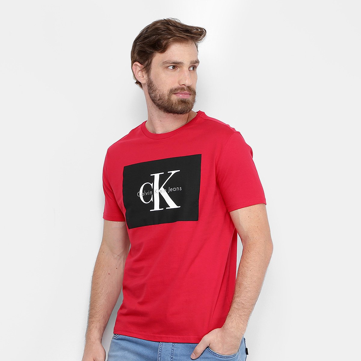 camiseta calvin klein masculina vermelha