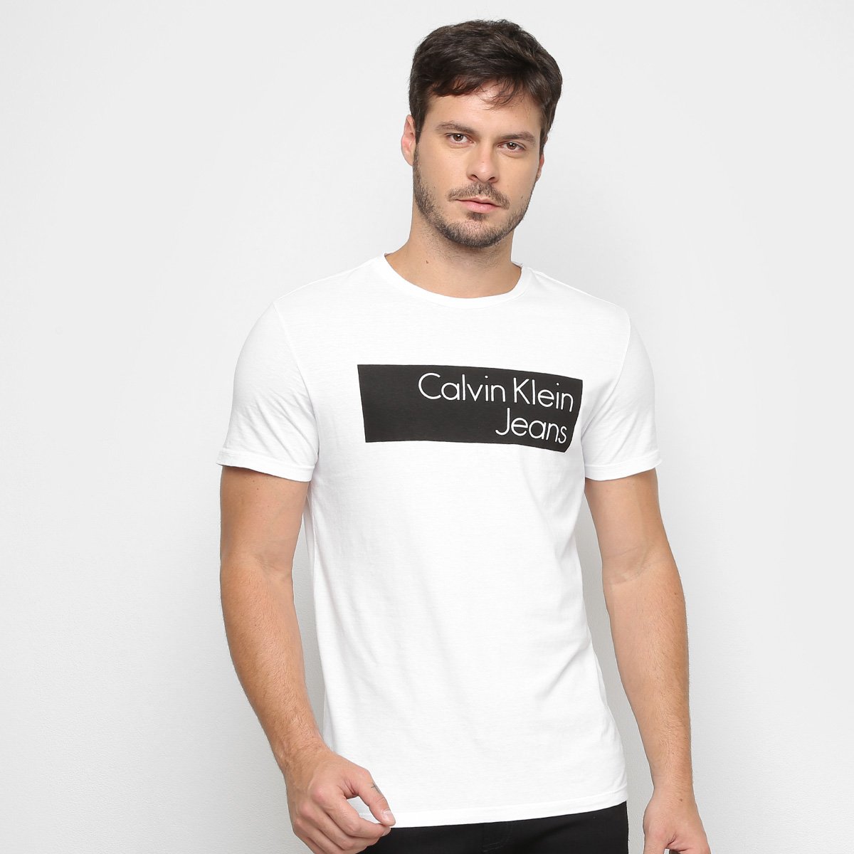 Camiseta Calvin Klein Jeans Estampada Masculina - Branco Menor preço em Camiseta Calvin Klein Jeans Estampada Masculina - Branco