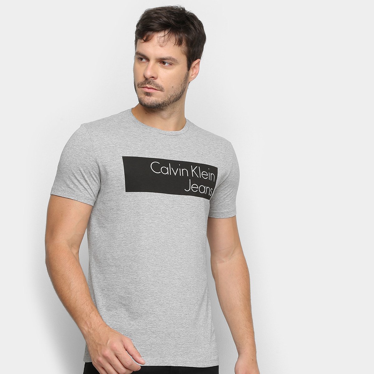 Camiseta Calvin Klein Jeans Estampada Masculina - Mescla Menor preço em Camiseta Calvin Klein Jeans Estampada Masculina - Mescla