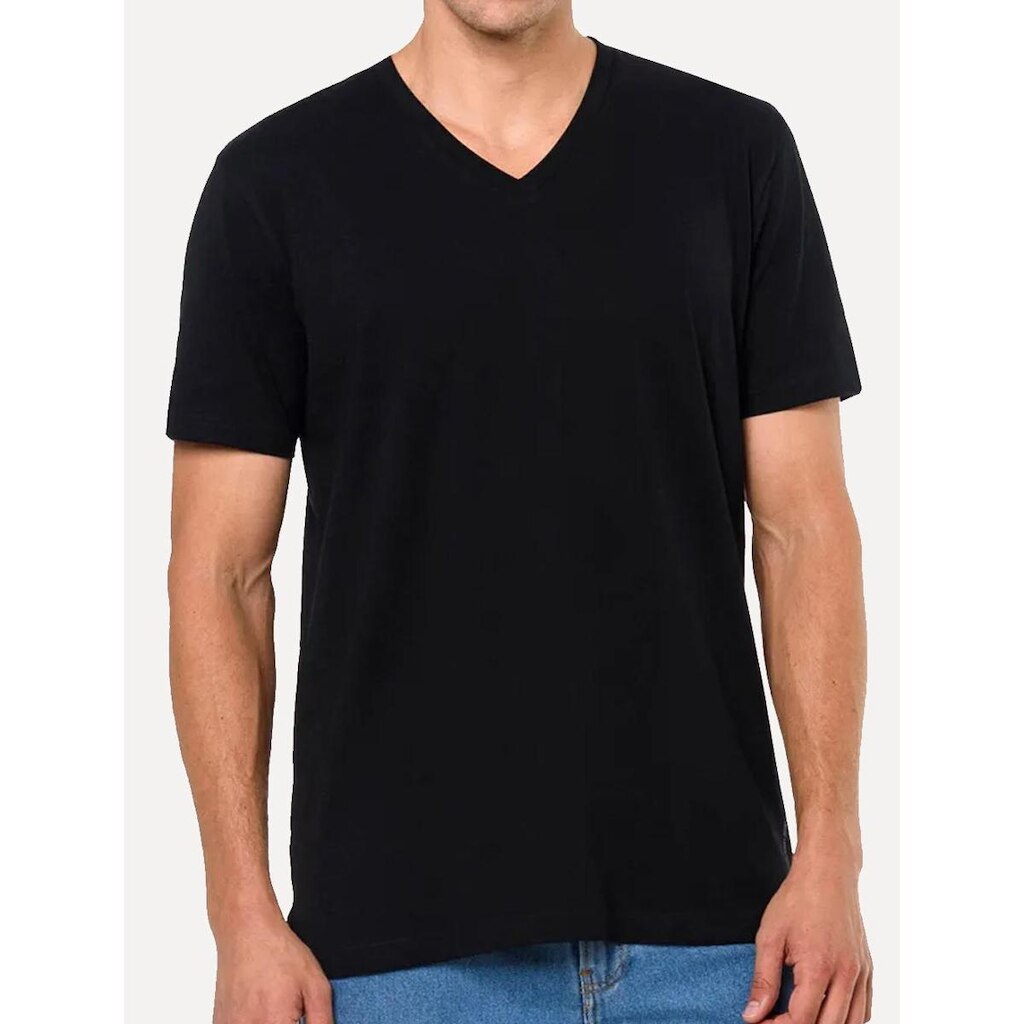 Camiseta Calvin Klein Jeans Masculina Gola V Essentials Logo Lateral Preta