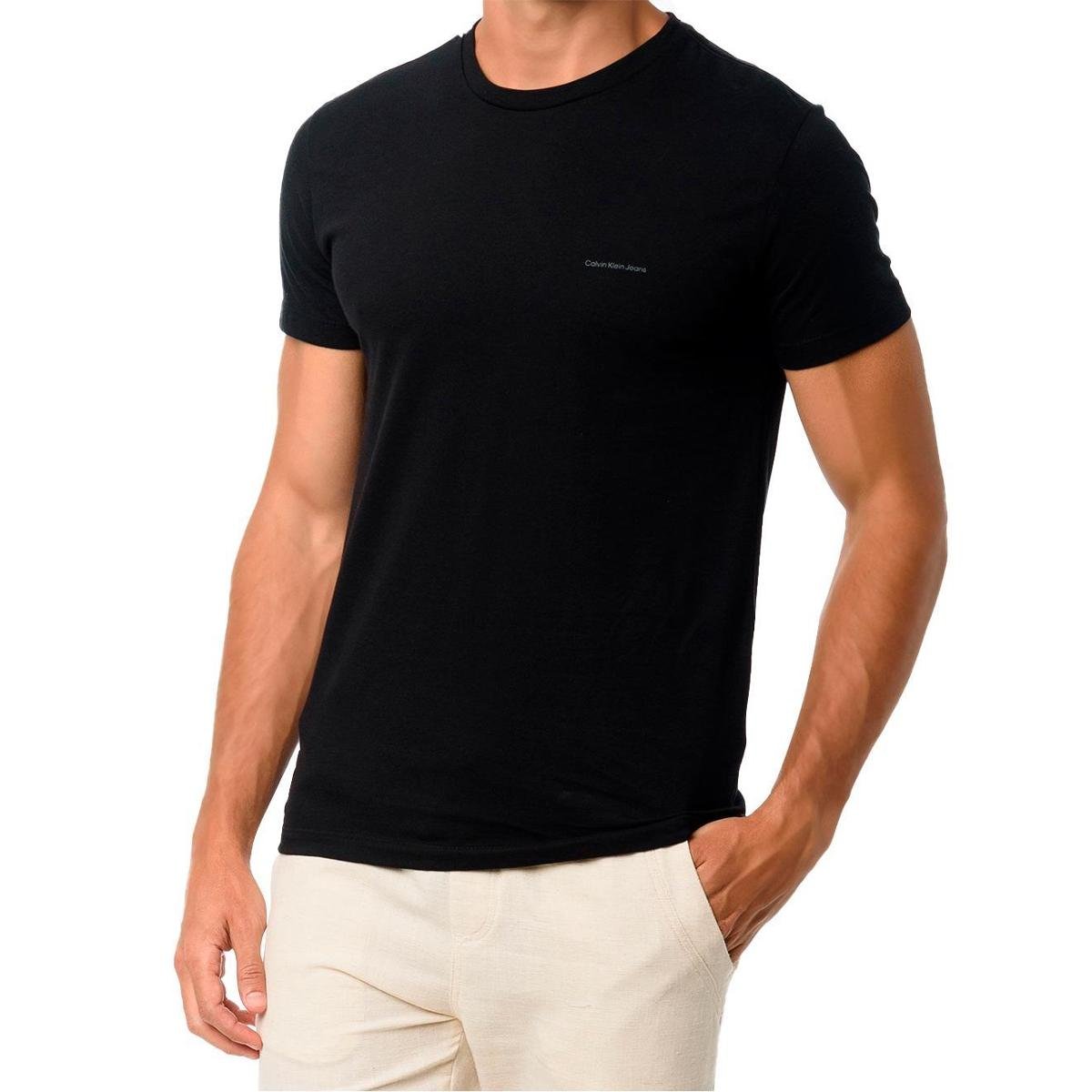 Camiseta Calvin Klein Jeans Masculina Light New Logo Preta Menor preço em Camiseta Calvin Klein Jeans Masculina Light New Logo Preta