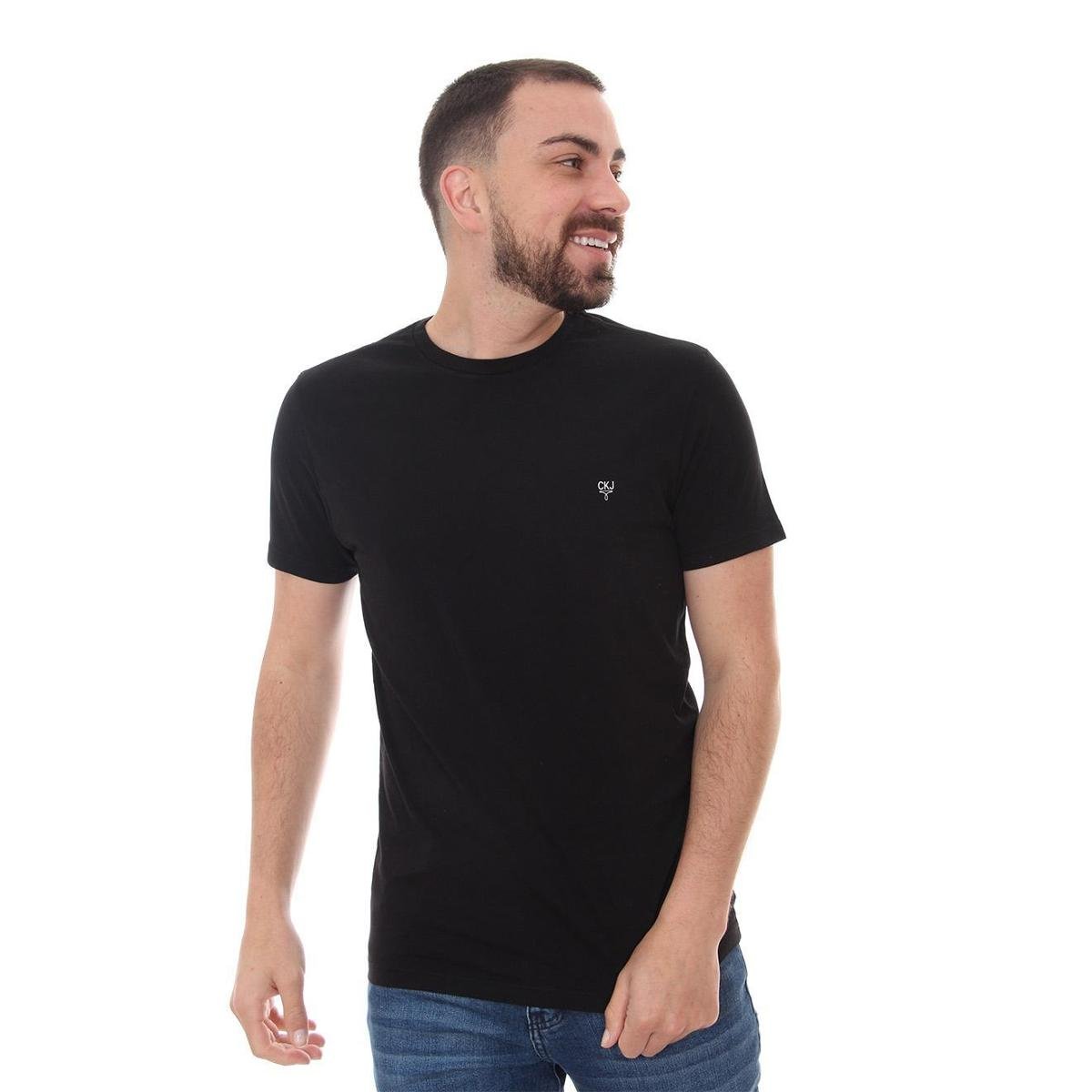 Camiseta Calvin Klein Jeans Masculina Light Omega Logo Preta