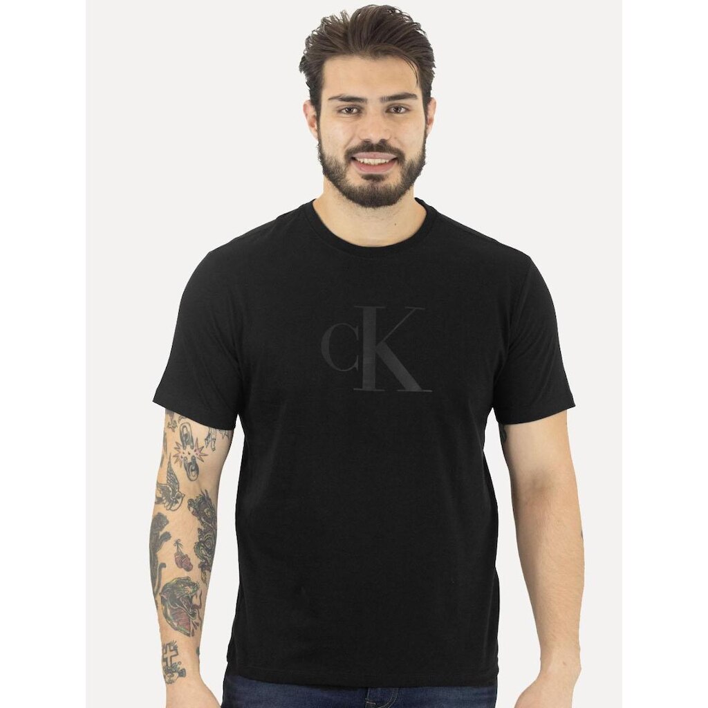 Camiseta Calvin Klein Jeans Masculina Nape Logo CK Gel Preta