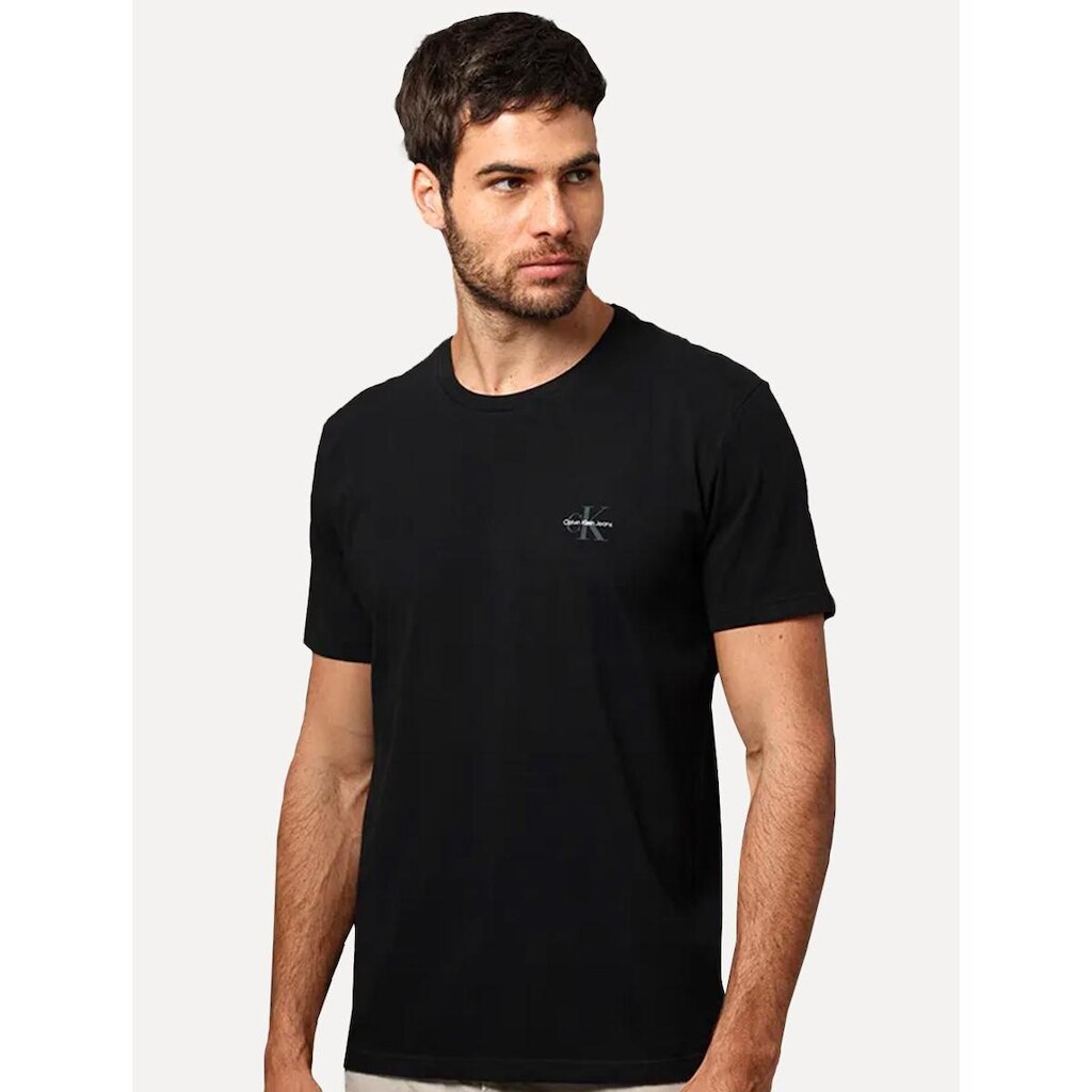 Camiseta Calvin Klein Jeans Masculina New Mono Logo Re Issue Preta