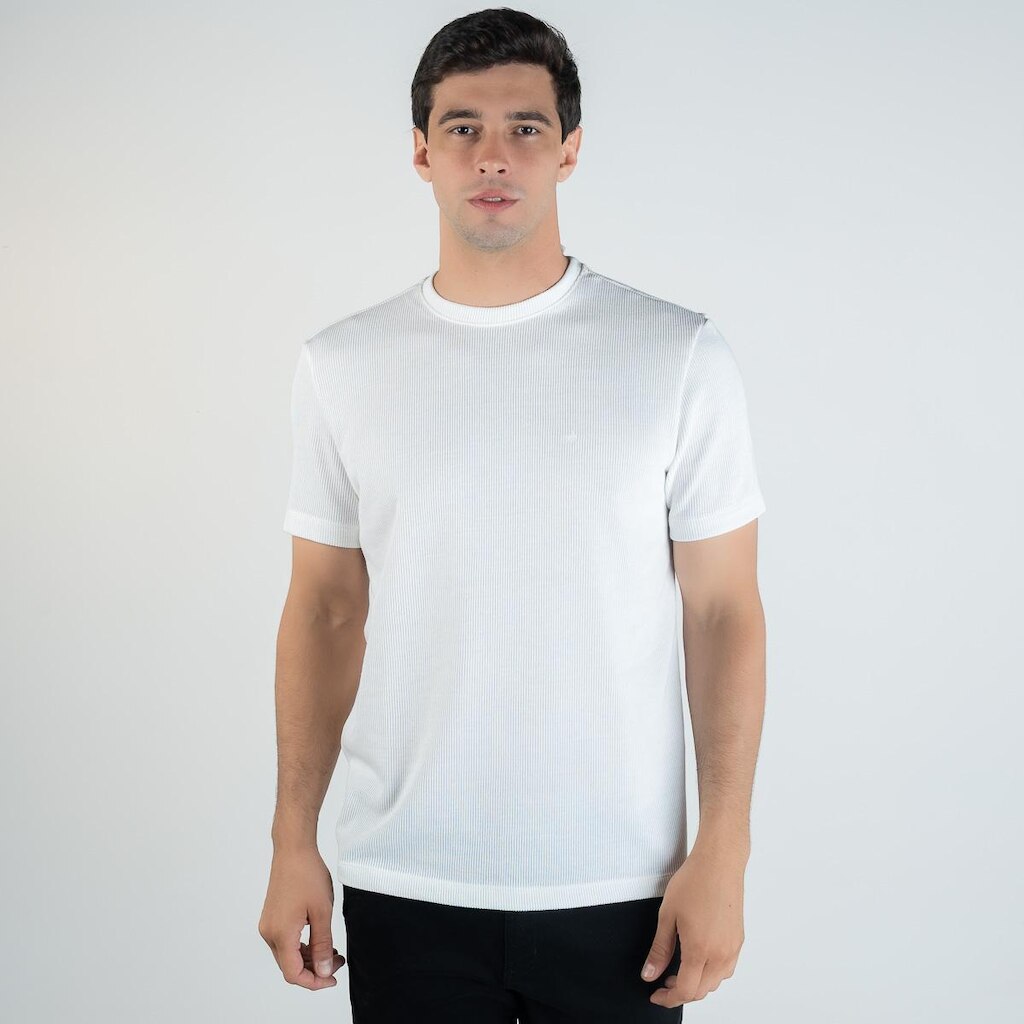 Camiseta Calvin Klein Malha Tricot Off White