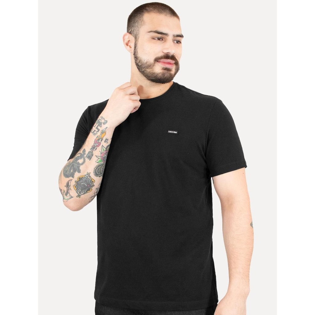Camiseta Calvin Klein Masculina Piquet Orgânico Cotton Preta