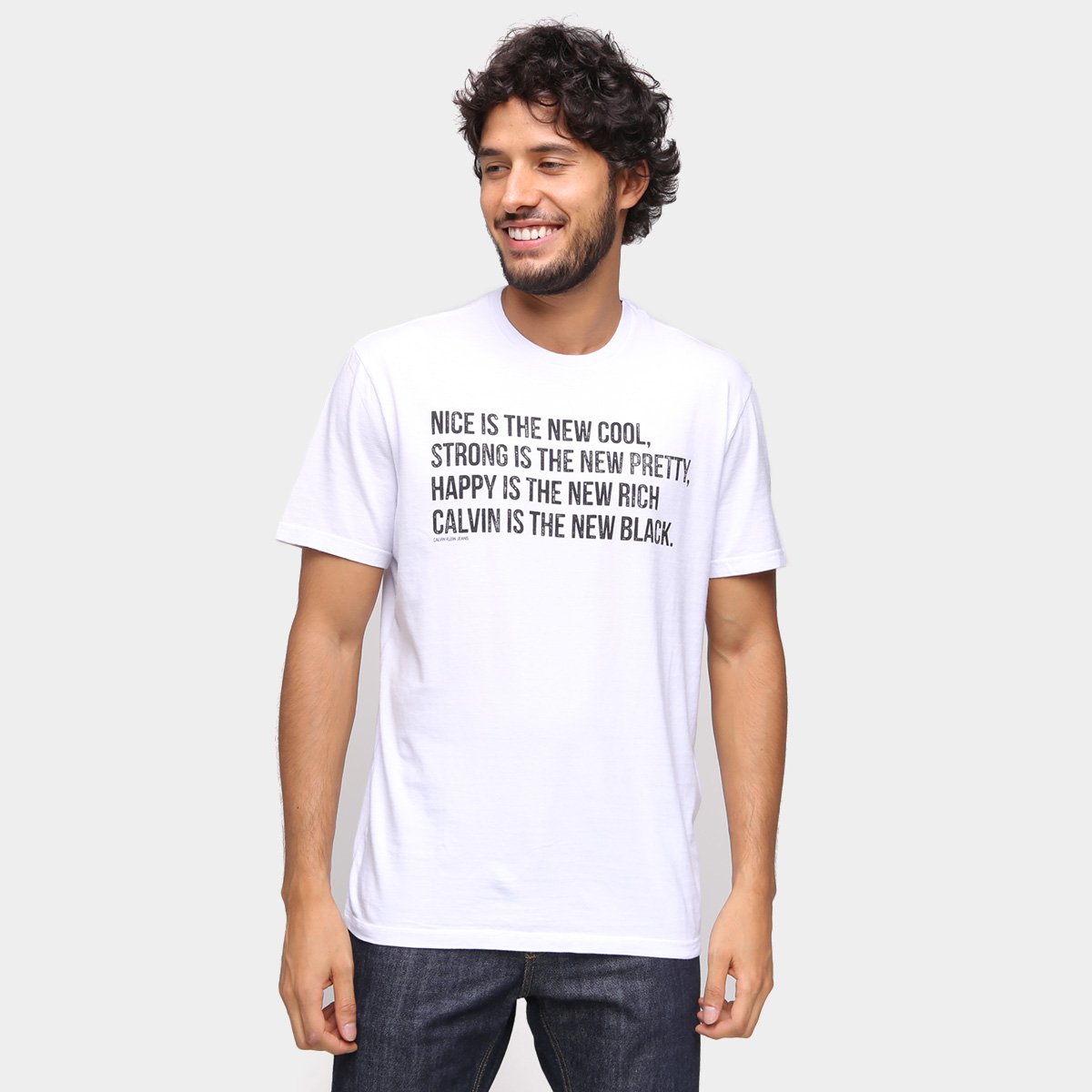 Camiseta Calvin Klein New Cool Masculina - Branco Menor preço em Camiseta Calvin Klein New Cool Masculina - Branco