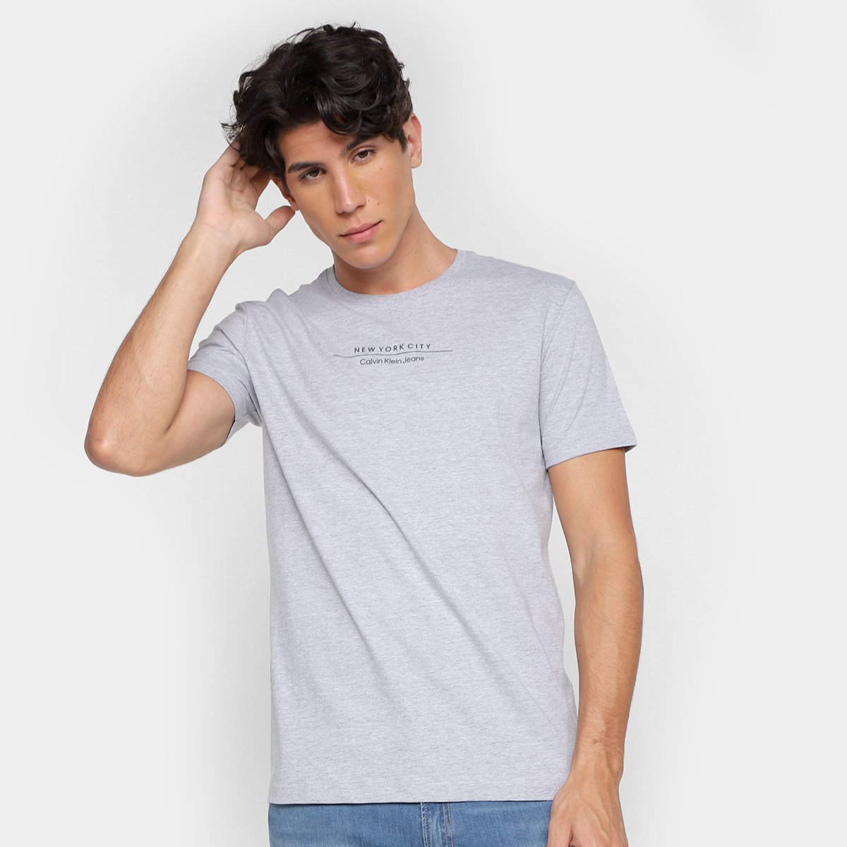 Camiseta Calvin Klein New York City Masculina - Mescla Menor preço em Camiseta Calvin Klein New York City Masculina - Mescla