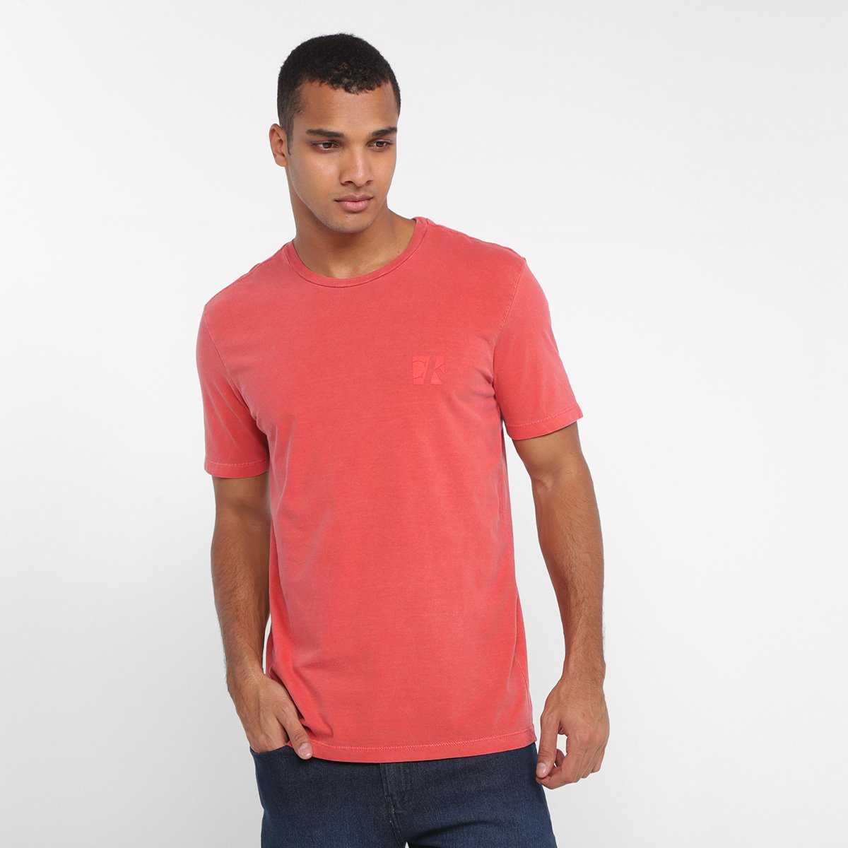 Camiseta Calvin Klein Silk Surton Pigmento Masculina - Rosa Menor preço em Camiseta Calvin Klein Silk Surton Pigmento Masculina - Rosa