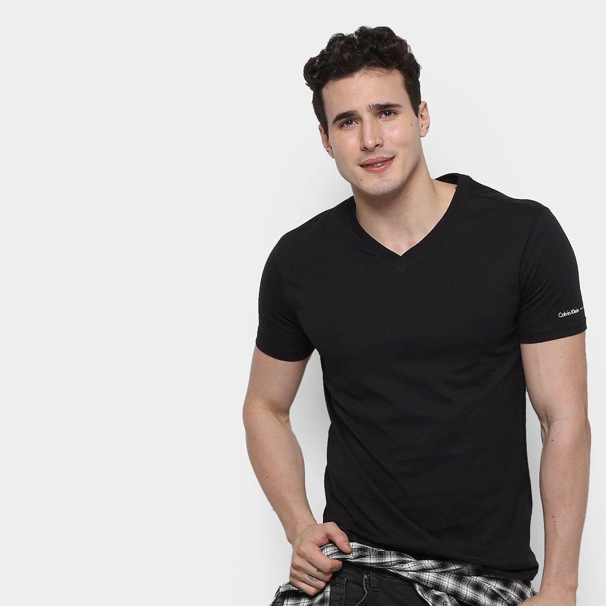 Camiseta Calvin Klein Swimwear Básica Masculina - Preto Menor preço em Camiseta Calvin Klein Swimwear Básica Masculina - Preto