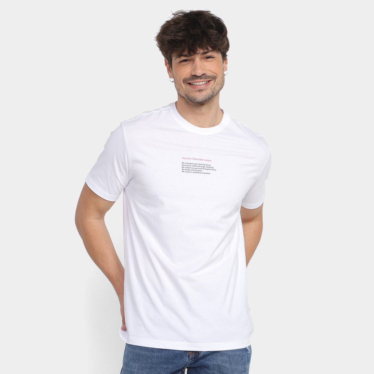 Camiseta Calvin Klein True Icons Masculina - Branco Menor preço em Camiseta Calvin Klein True Icons Masculina - Branco