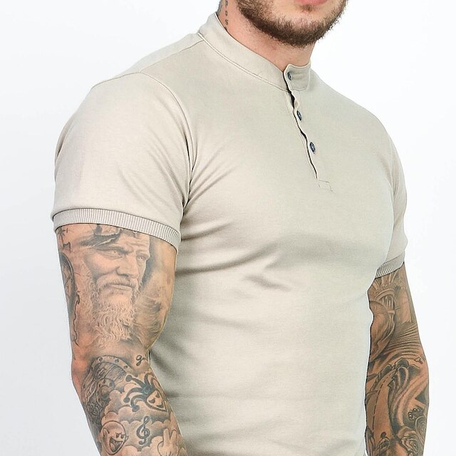 Camiseta Camisa Gola Padre Masculina Suedine Com Botão Slim