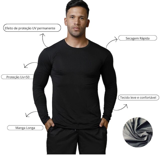 Camiseta Camisa Segunda Pele Térmica Proteção Uv+50 Moda Praia