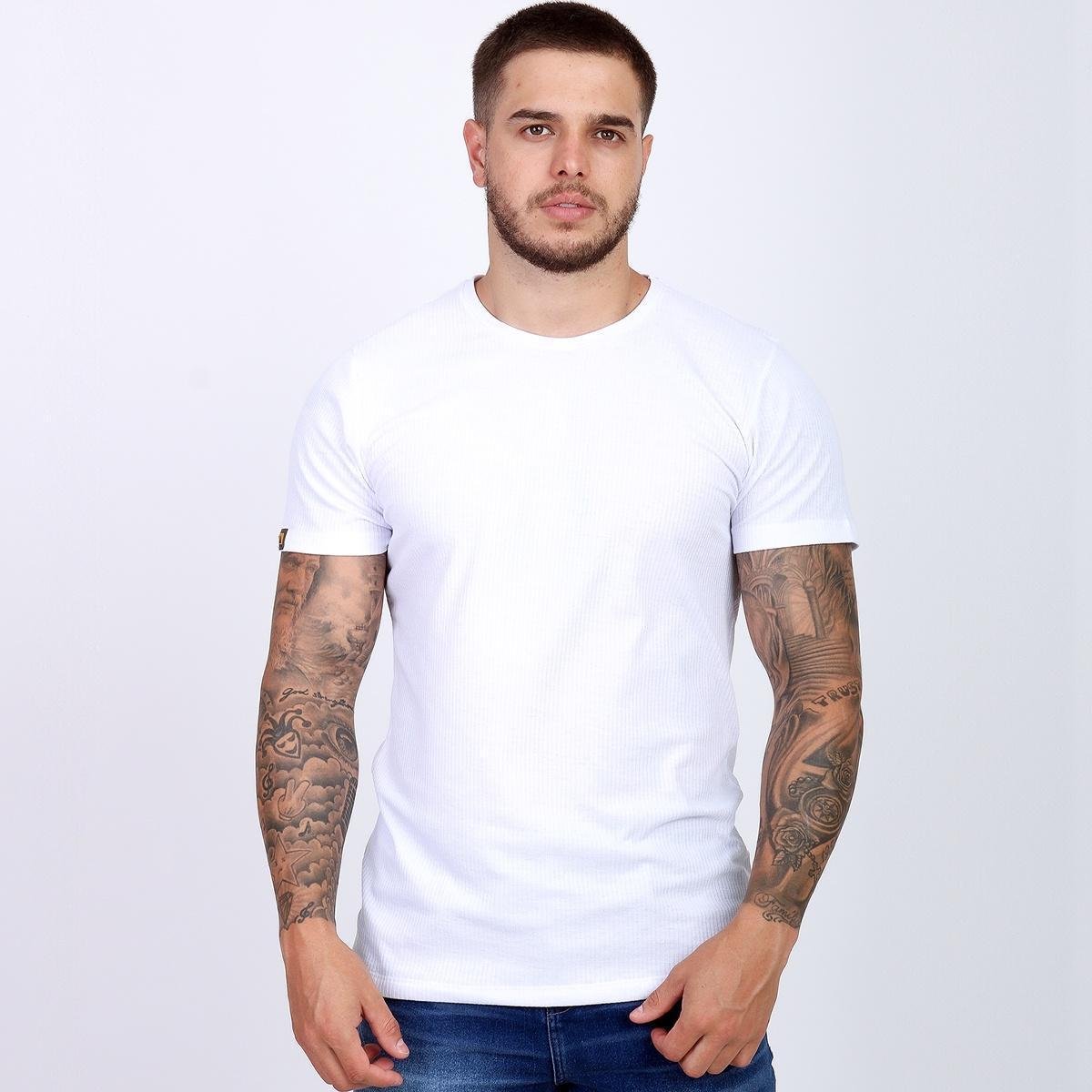 Camiseta Canelada Americana Masculina Branca Lisa Manga Curta Slim Fit é ruim? Camiseta Canelada Americana Masculina Branca Lisa Manga Curta Slim Fit é boa?