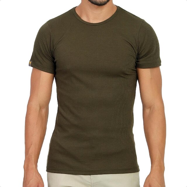 Camiseta Canelada Americana Slim Masculina Casual Premium