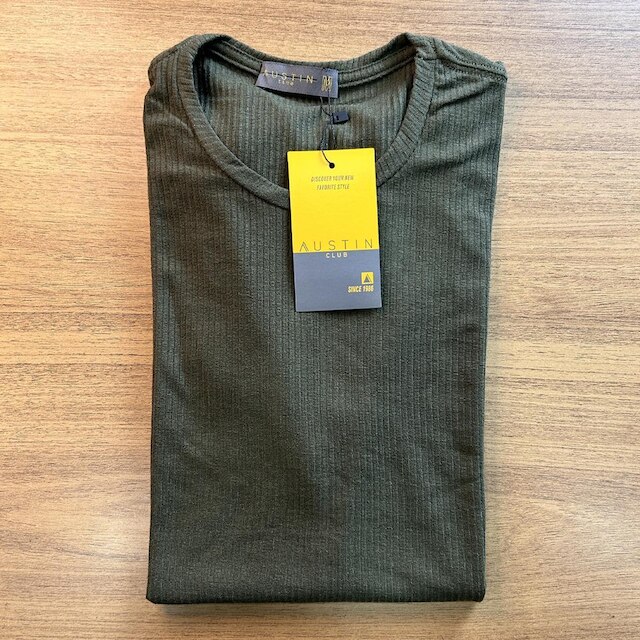 Camiseta Canelada Americana Slim Masculina Casual Premium