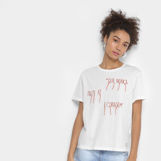 Camiseta Cantão Bordada Feminina - Off White