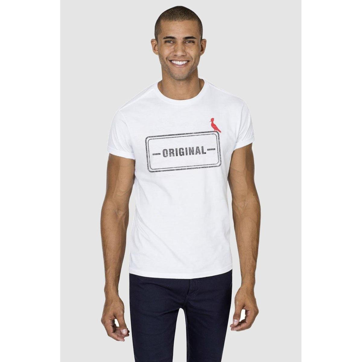 Camiseta Carimbo Original Reserva Masculina - Branco Menor preço em Camiseta Carimbo Original Reserva Masculina - Branco