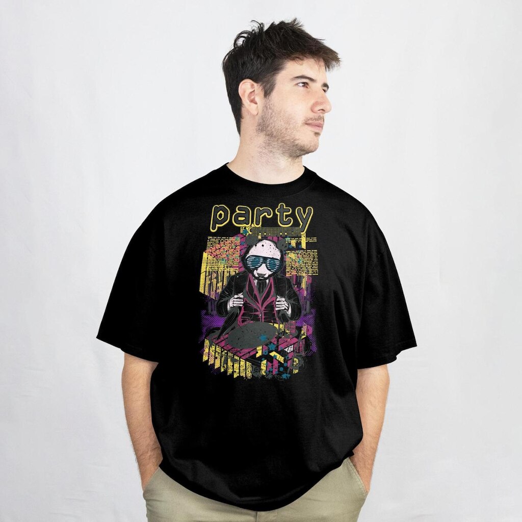 Camiseta Casual Masculina Party Estilosa Confortável Malha Algodão Manga Curta do P ao G1