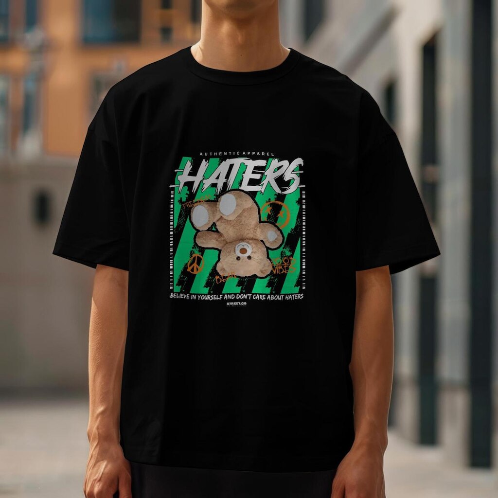 Camiseta Casual Unissex Urso Hater Moderna Estilosa Malha Algodão do P ao G1