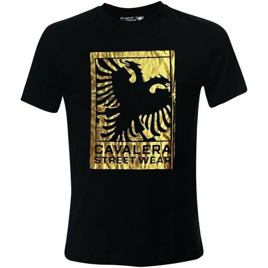 CAMISETA CAVALERA ÁGUIA INDIE FOIL PRETO DOURADO MASCULINA