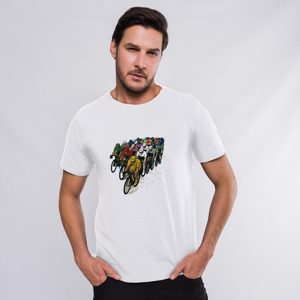 Camiseta Ciclismo Casual Márcio May - Pelotão Branca DTF Bike Lifestyle