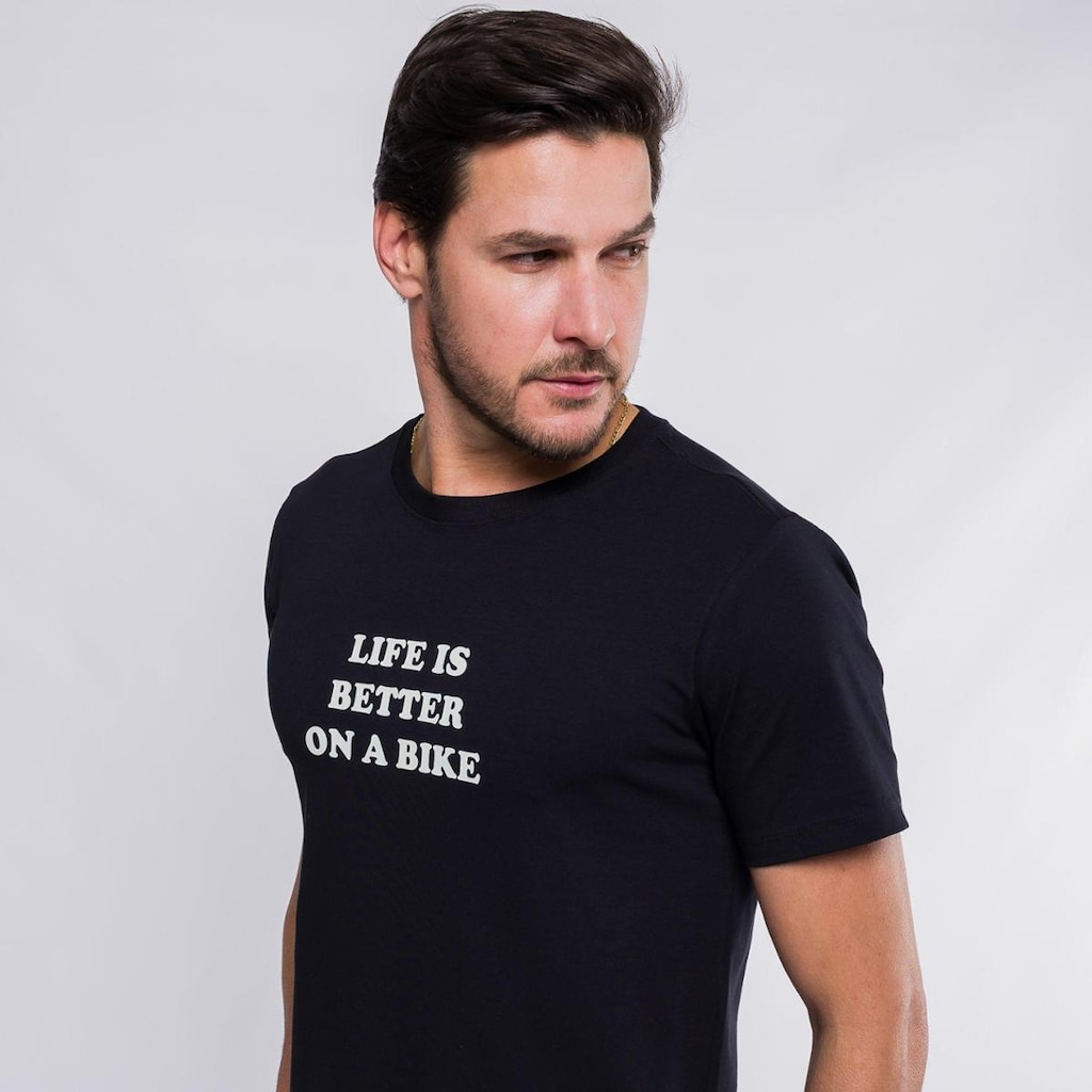 Camiseta Ciclismo Márcio May - Life is Better on a Bike Preta Algodão Premium