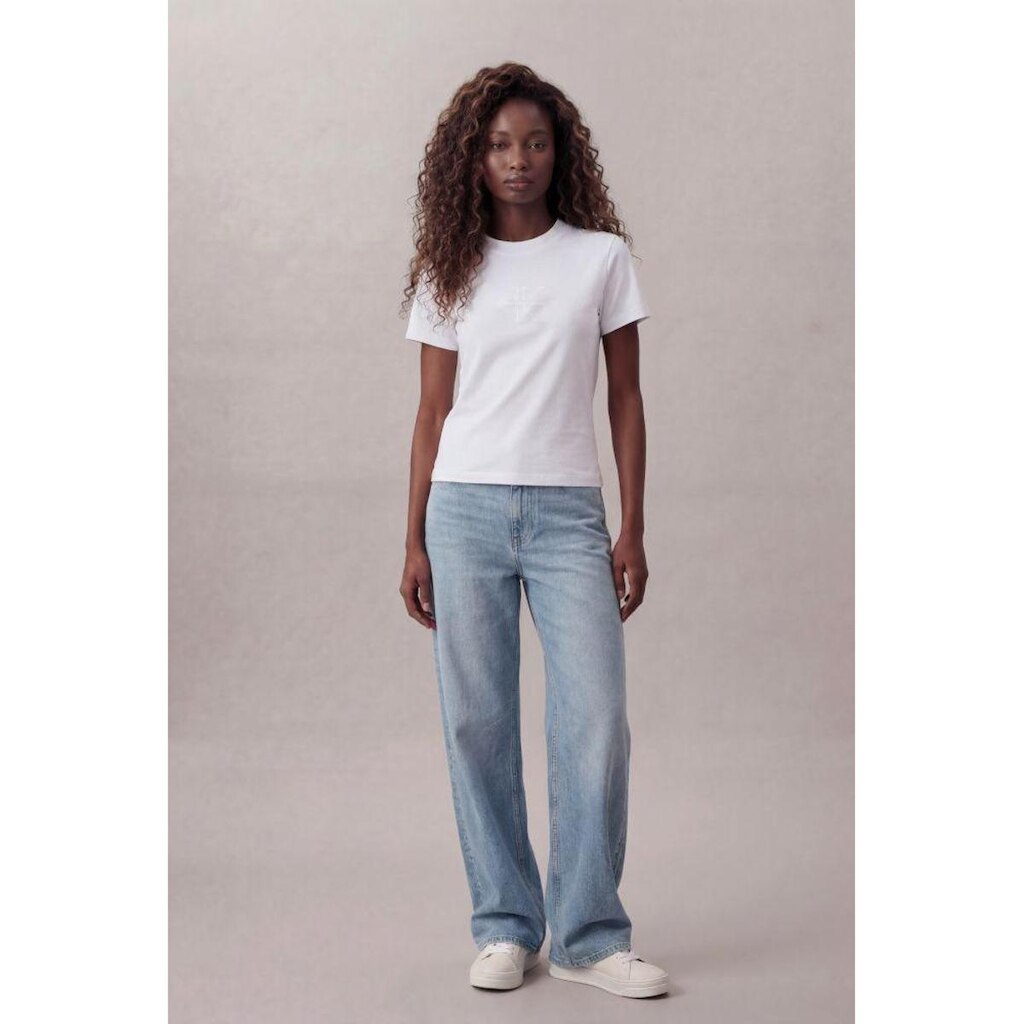 Camiseta Ckj Fem Logo Relevo Foil - Branco