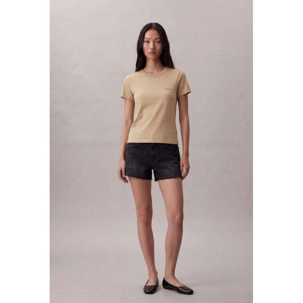 Camiseta Ckj Fem Micrologo Peito - Caqui Medio