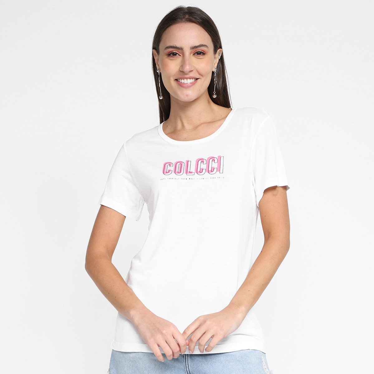 Camiseta Colcci Básica Feminina - Off White Menor preço em Camiseta Colcci Básica Feminina - Off White