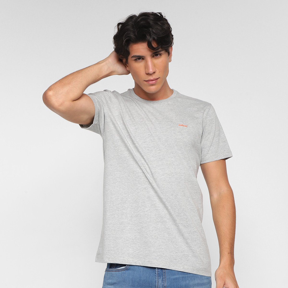 Camiseta Colcci Básica Masculina - Mescla Menor preço em Camiseta Colcci Básica Masculina - Mescla