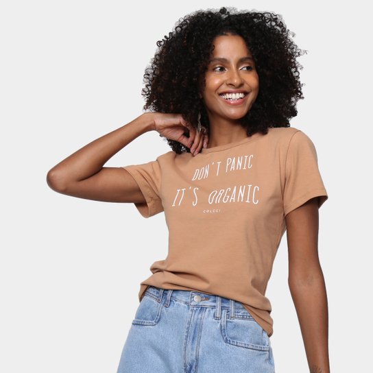 Camiseta Colcci Don't Panic It's Organic Feminina - Bege