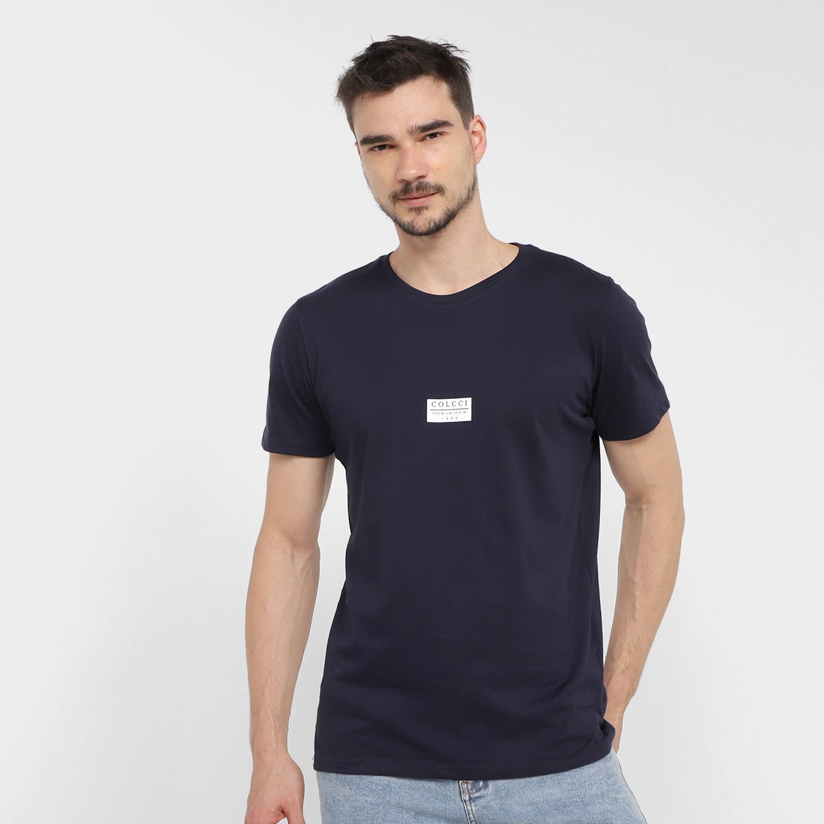 Camiseta Colcci Estampada Masculina - Azul Menor preço em Camiseta Colcci Estampada Masculina - Azul