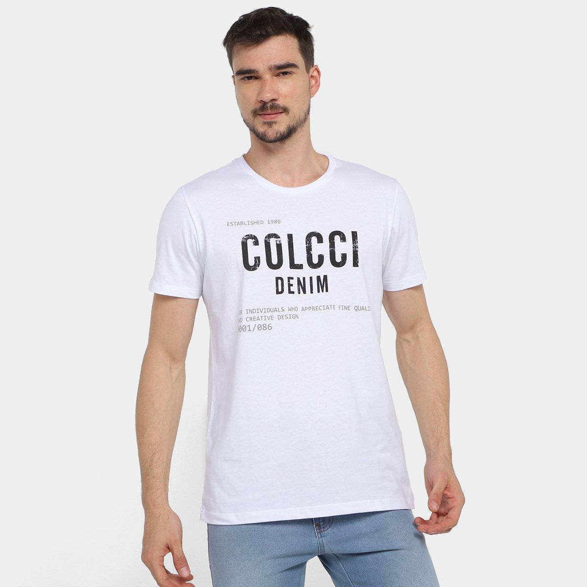 Camiseta Colcci Estampada Masculina - Branco Menor preço em Camiseta Colcci Estampada Masculina - Branco