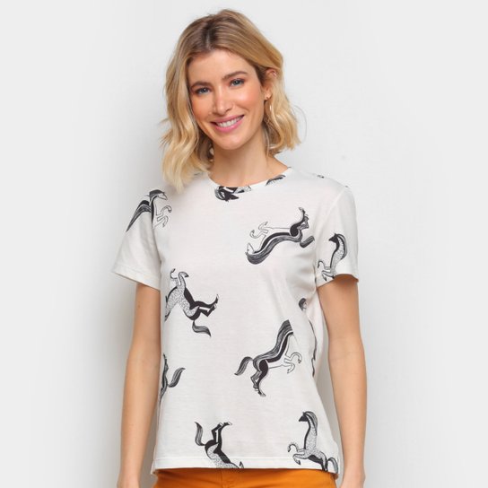 Camiseta Colcci Full Print Feminina - Branco