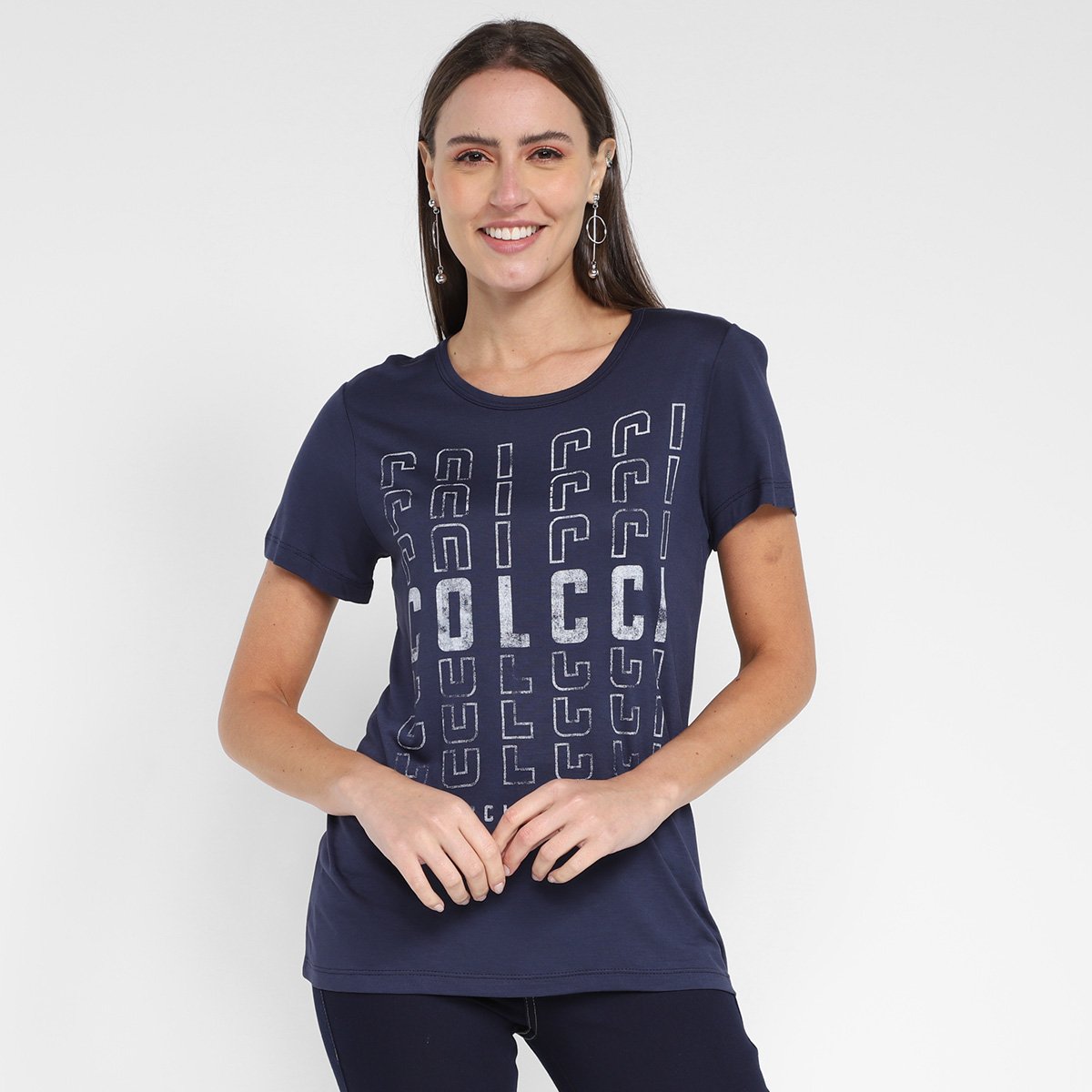 Camiseta Colcci Logo Feminina - Azul Menor preço em Camiseta Colcci Logo Feminina - Azul
