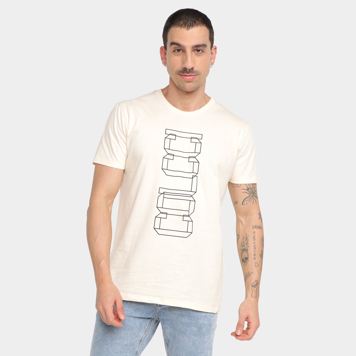 Camiseta Colcci Logo Masculina - Bege Menor preço em Camiseta Colcci Logo Masculina - Bege