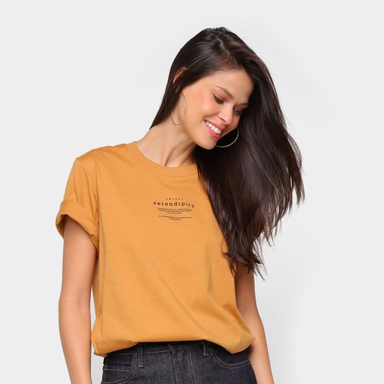 Camiseta Colcci Serendity Feminina - Marrom