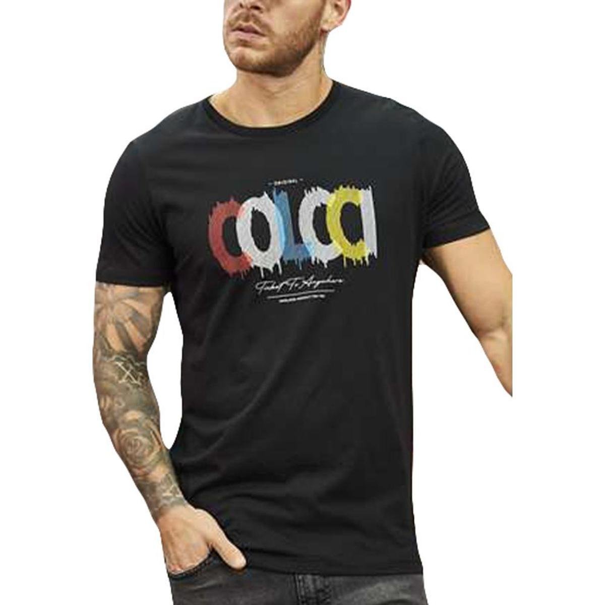 Camiseta Colcci Slim Masculino - Preto Menor preço em Camiseta Colcci Slim Masculino - Preto