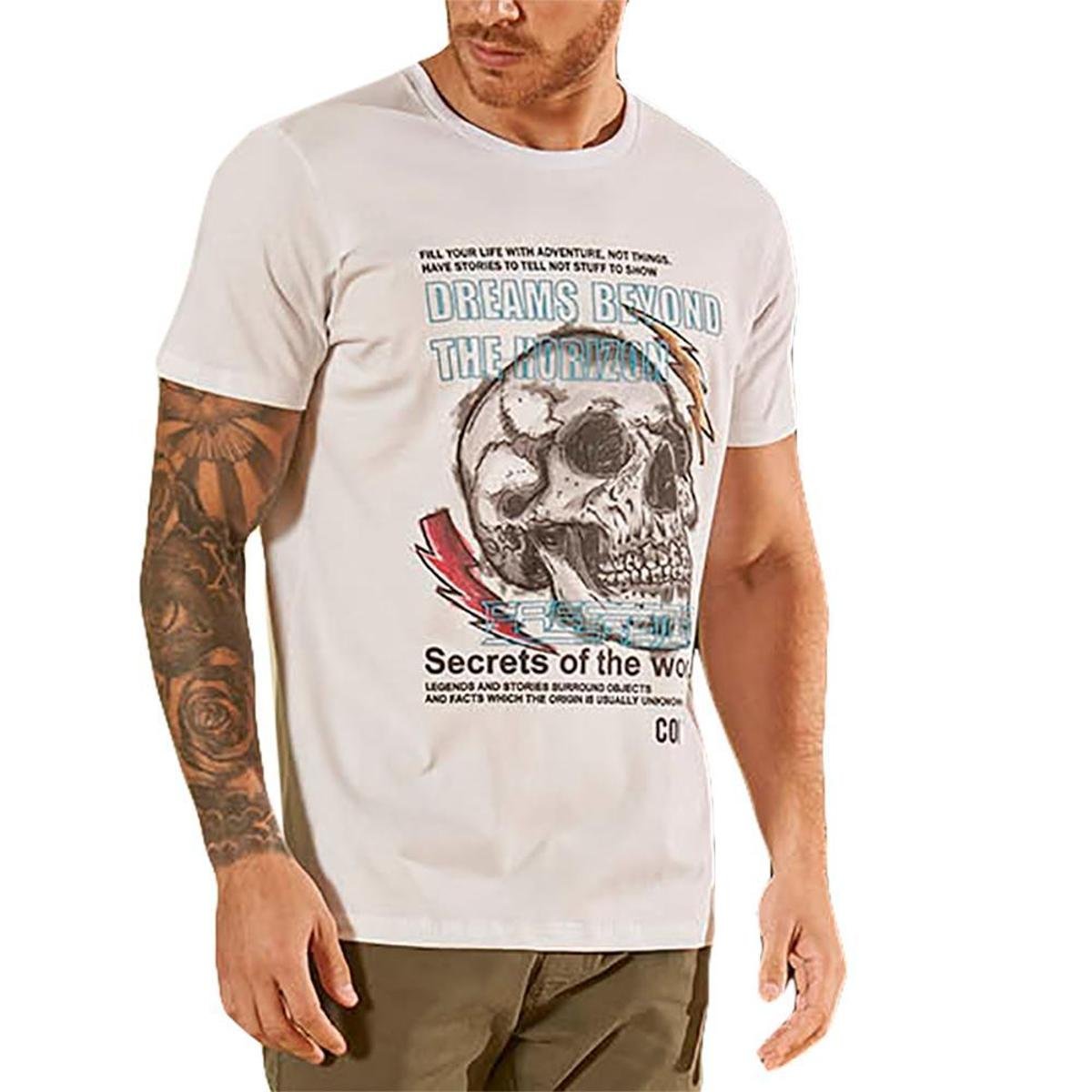 Camiseta Colcci Slim Masculino - Azul Menor preço em Camiseta Colcci Slim Masculino - Azul