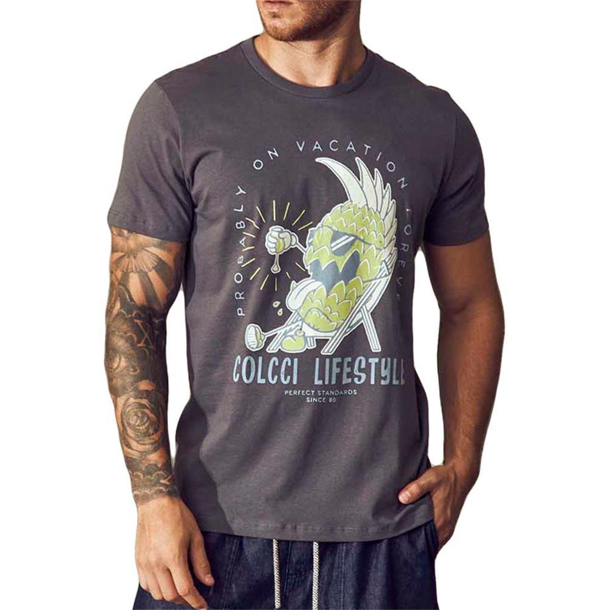 Camiseta Colcci Slim Masculino - Cinza Menor preço em Camiseta Colcci Slim Masculino - Cinza