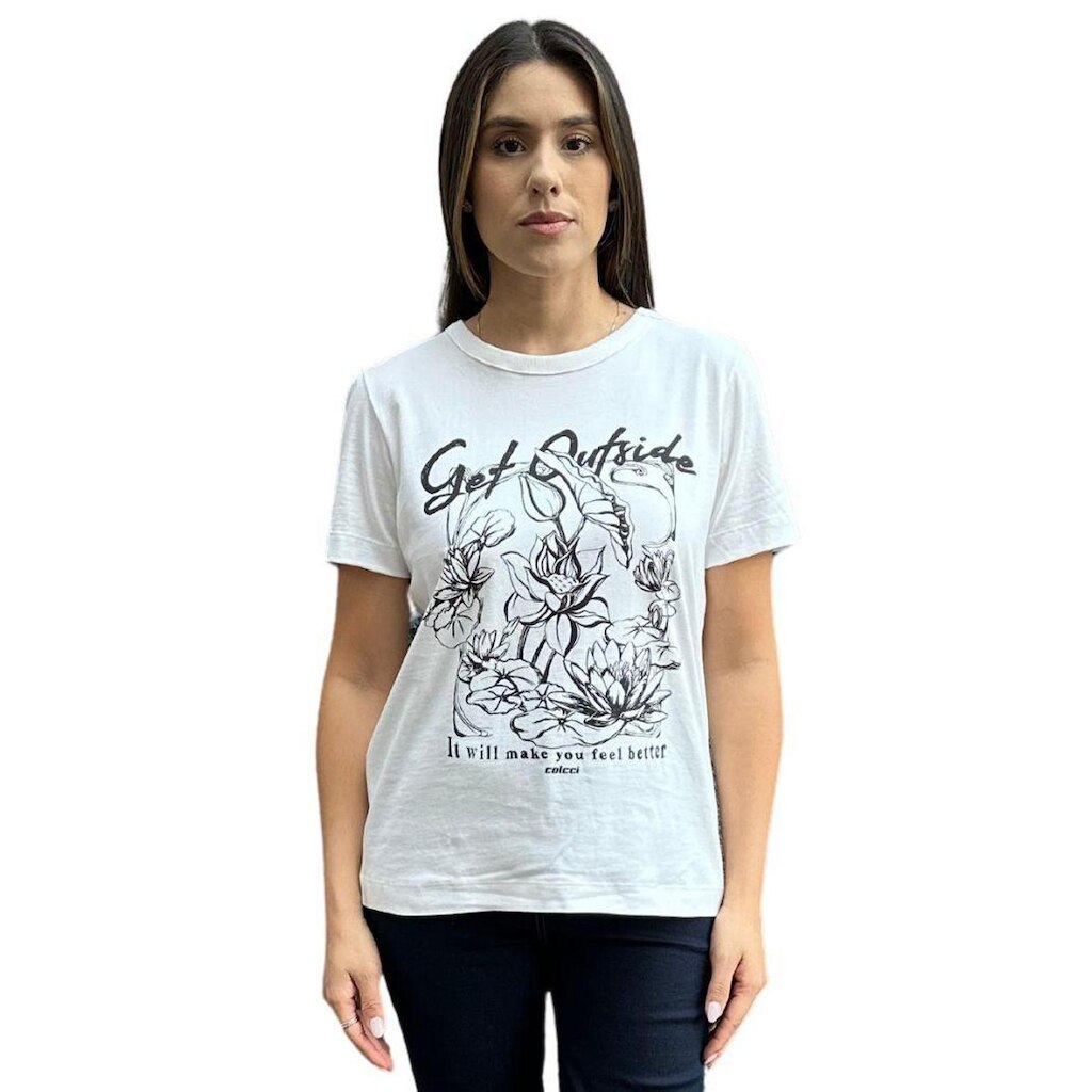 Camiseta Comfy Feminina Get Outside Flowers Colcci
