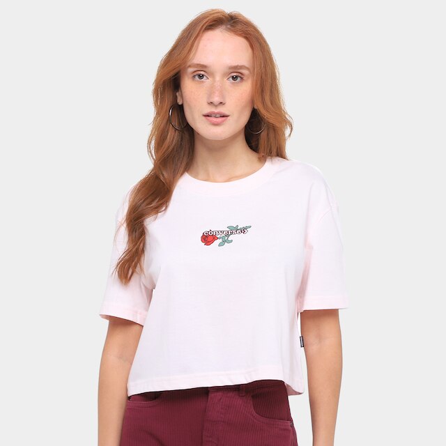 Camiseta Converse Cropped Overs Love Me Feminina