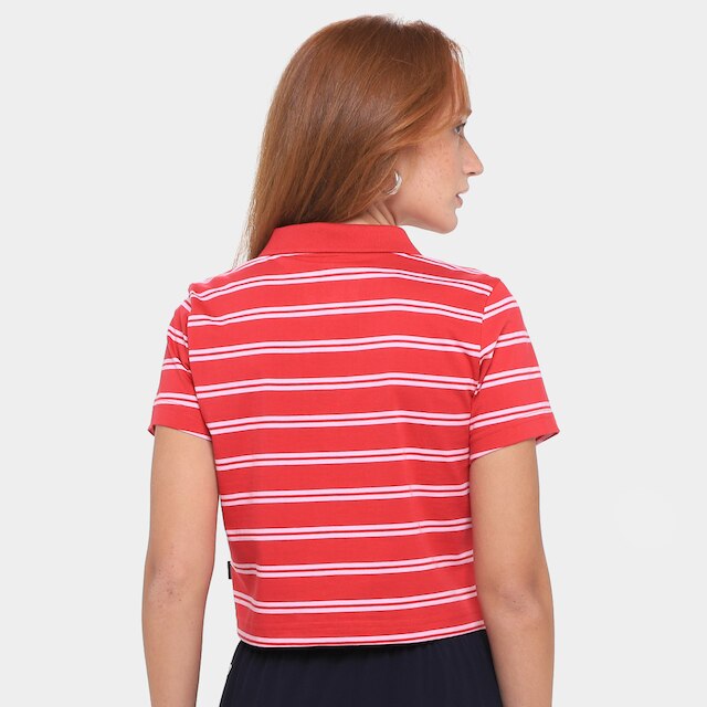 Camiseta Converse Polo Cropped Listrada Feminina